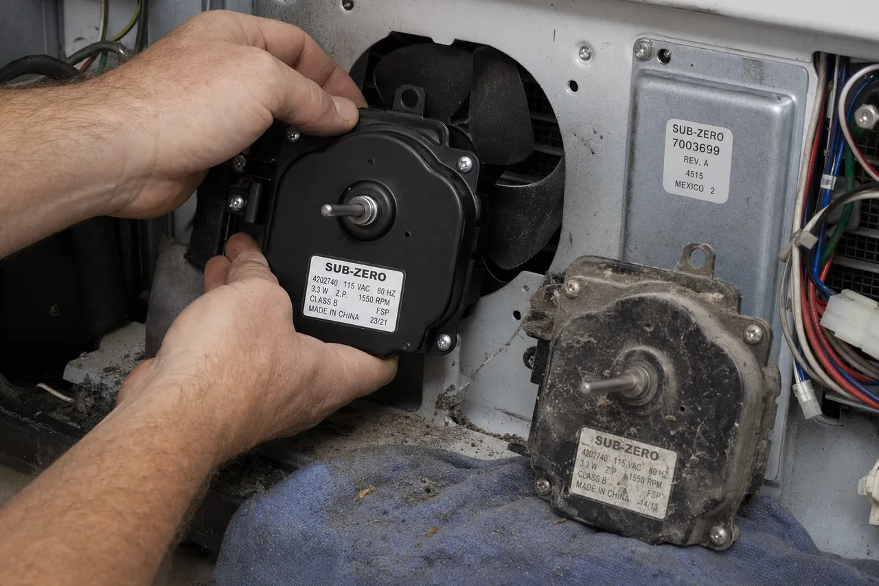 Close-up of an OEM appliance part replacement
