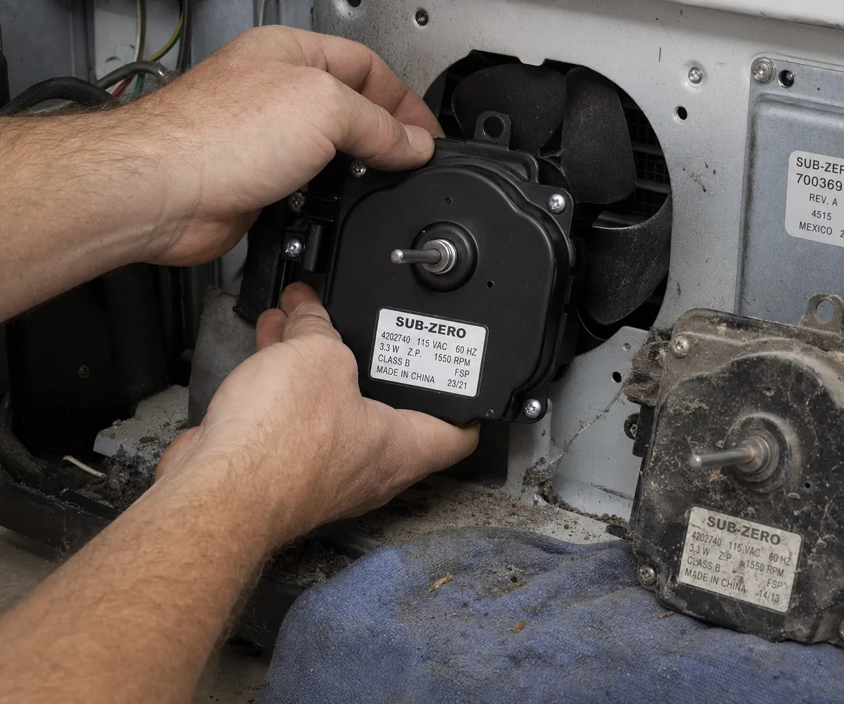 Close-up of an OEM appliance part replacement
